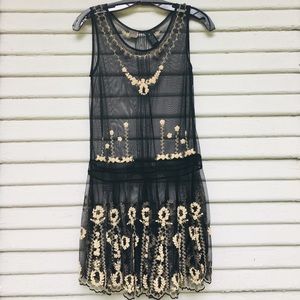 Anthropology Lithe black shear dress